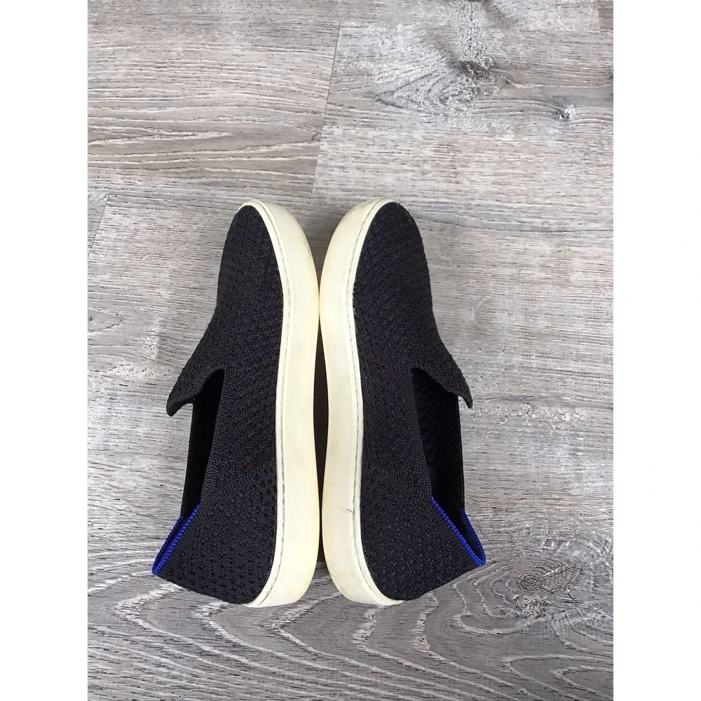 Rothy's Womens Size 7.5 Sneakers Black Knit Slip On Flat Casual Comfort Shoes